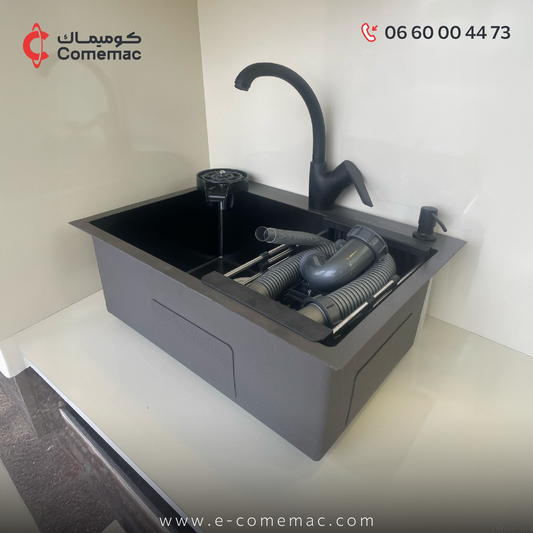 Évier 60×45 cm avec mitigeur et lave-verre